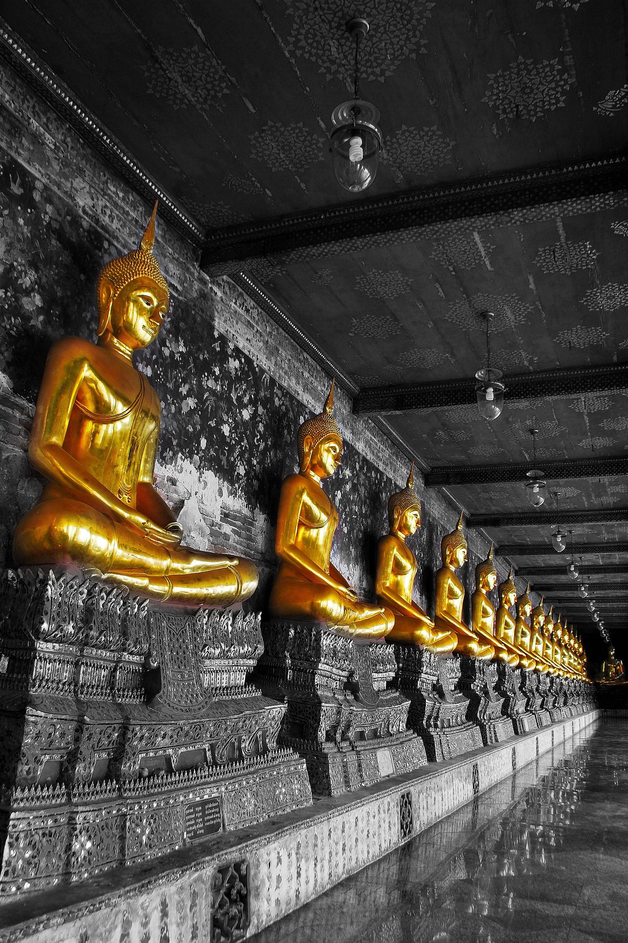 Gold buddha statues