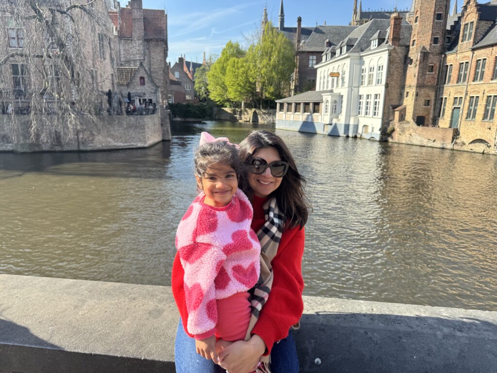 a mother and her daughter taking a picture